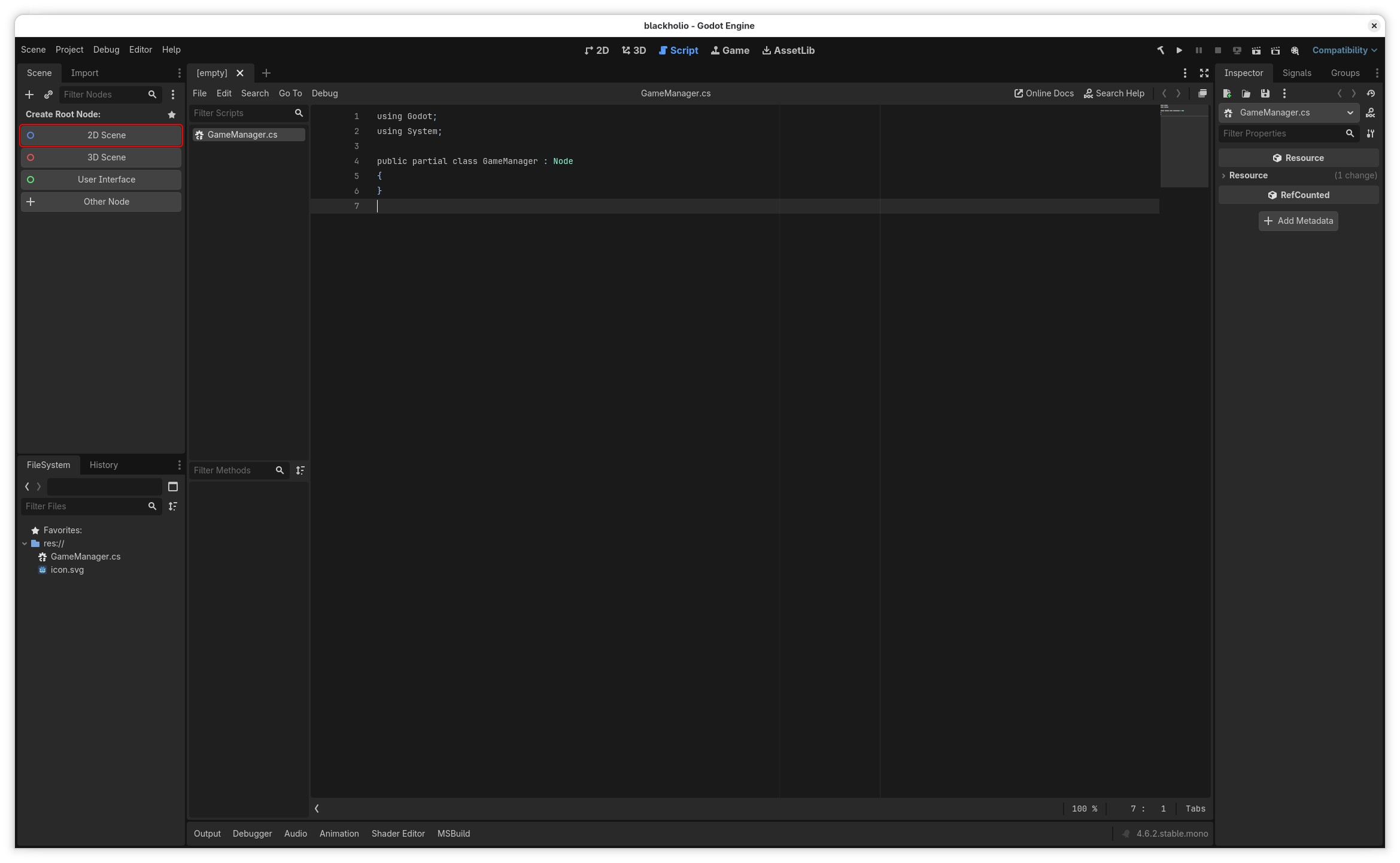 Create 2D Scene