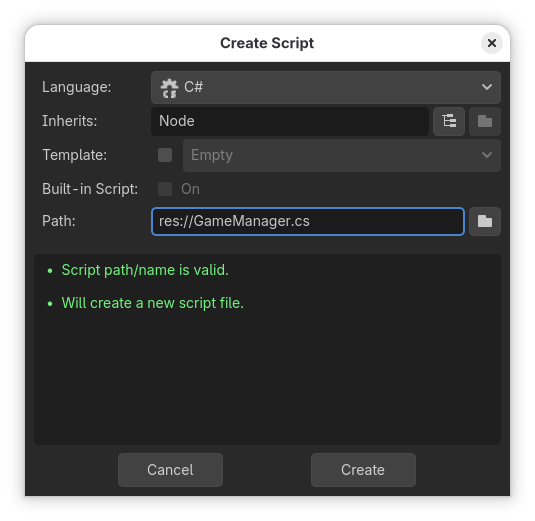 Create GameManager Script