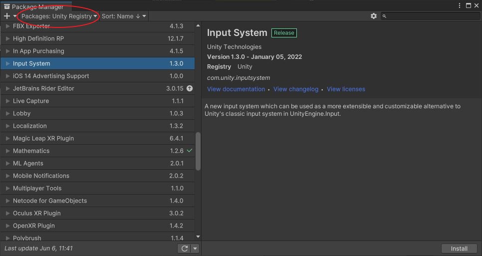 PackageManager-InputSystem