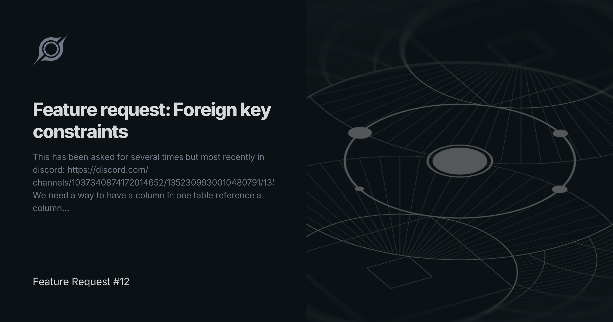 Feature Request #12 | Feature request: Foreign key constraints ...