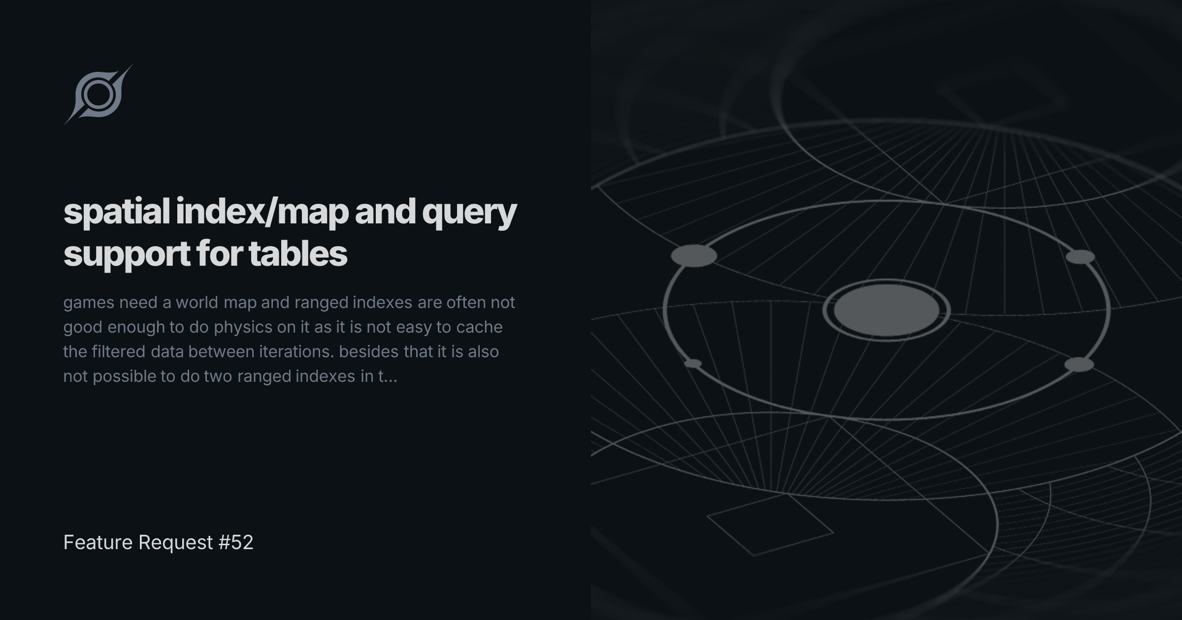 Feature Request #52 | spatial index/map and query support for tables ...